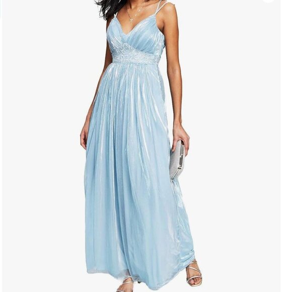 Teezeme Spaghetti Strap Embroidered Beaded Formal Gown - Light Blue - size 5/6 - Picture 12 of 12